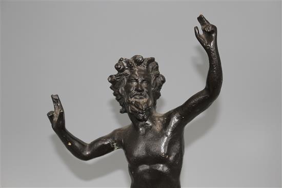 A 19th century Italian bronze figure of the dancing faun, height 42cm